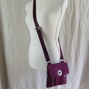 Baggallini Nylon TOKYO MINI Crossbody Bag Turnlock Vertical Zippers -Plum Purple